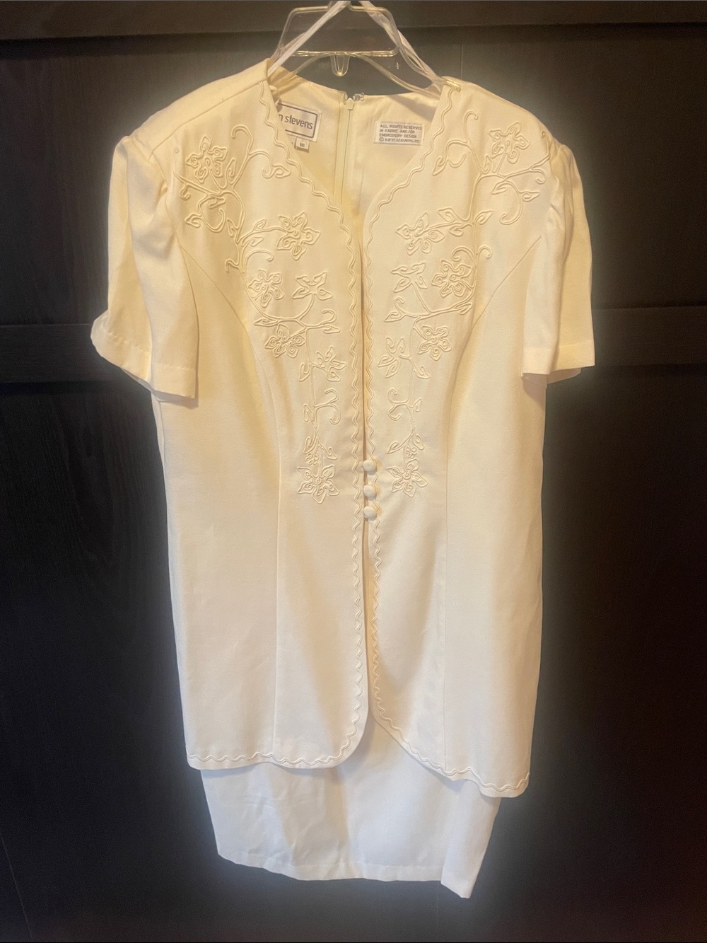 karin stevens Cream Embroidered Bridal Two-Piece Set
